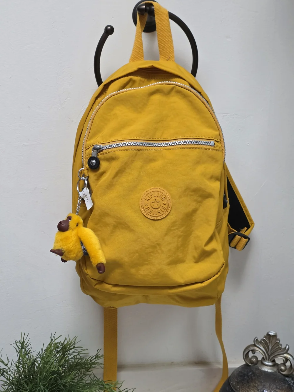 Kipling Bright Seoul XI Yellow Backpack with Myrtle Monkey Charm NWT